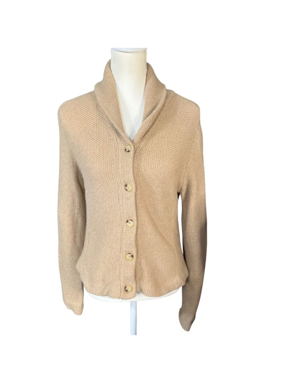 Lauren Ralph Lauren Lambswool Shawl Collar Cardigan Button Up Sweater Size Med